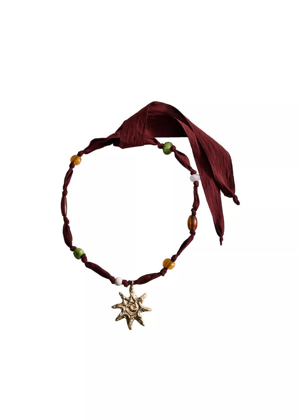 Gold Bead Necklace With Sun Detail, 0201_OR, large image number 3