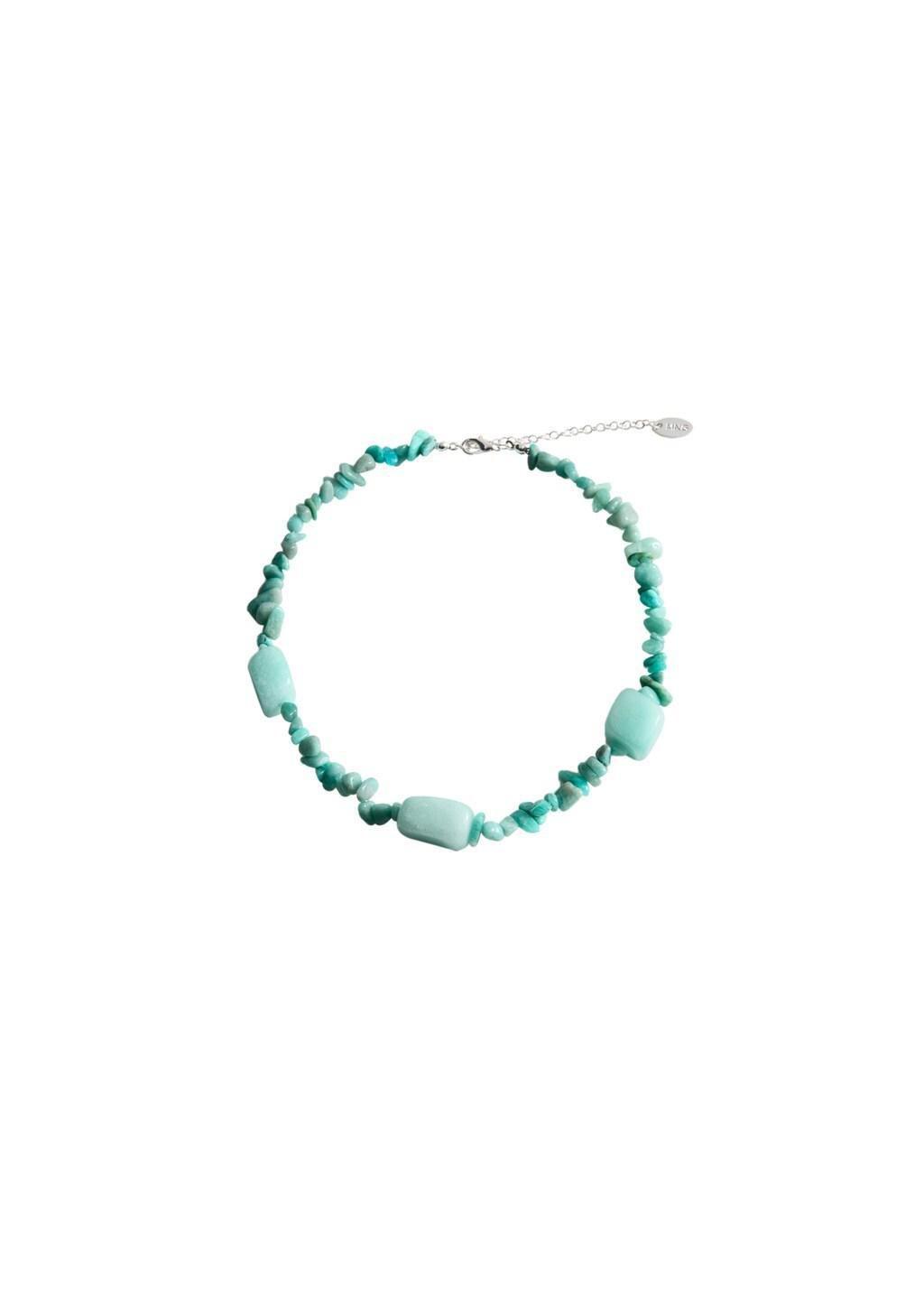 Turquoise Bead Stone Necklace, 0201_46, large image number 2