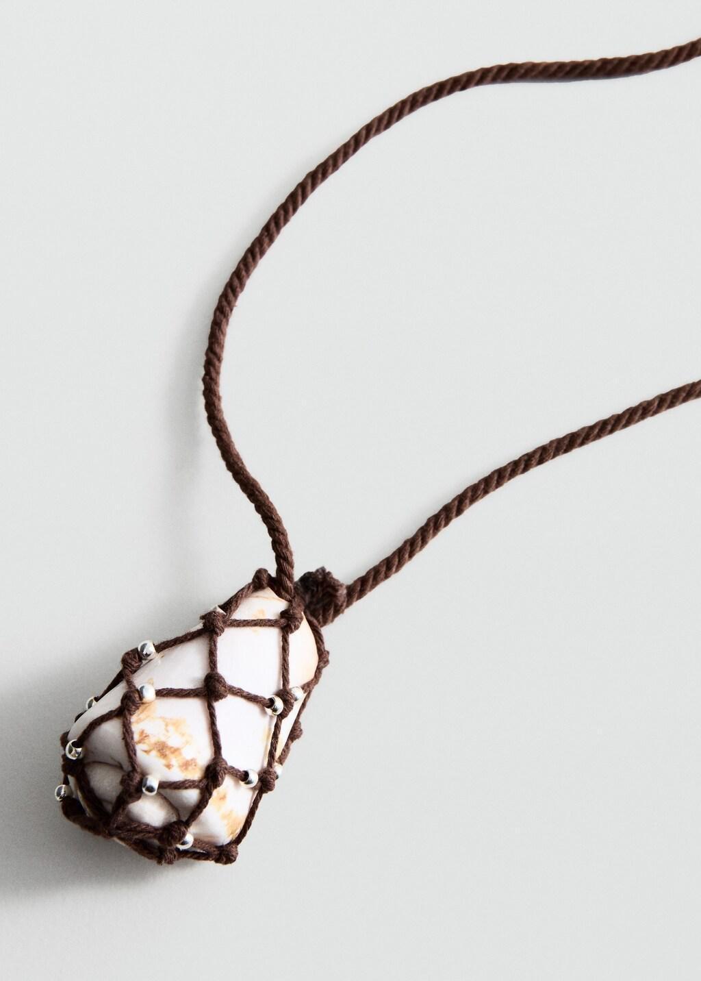 Brown Shell Cord Necklace, Brown, large image number 0