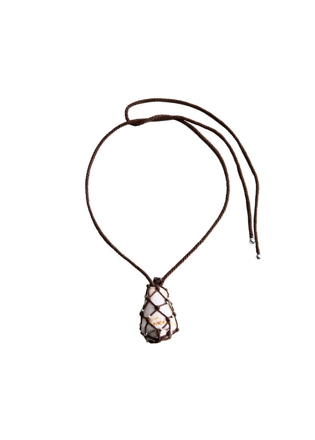 Brown Shell Cord Necklace, Brown, large image number 2