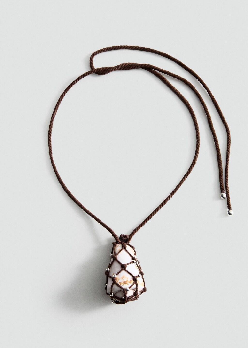 Brown Shell Cord Necklace, Brown, large image number 3