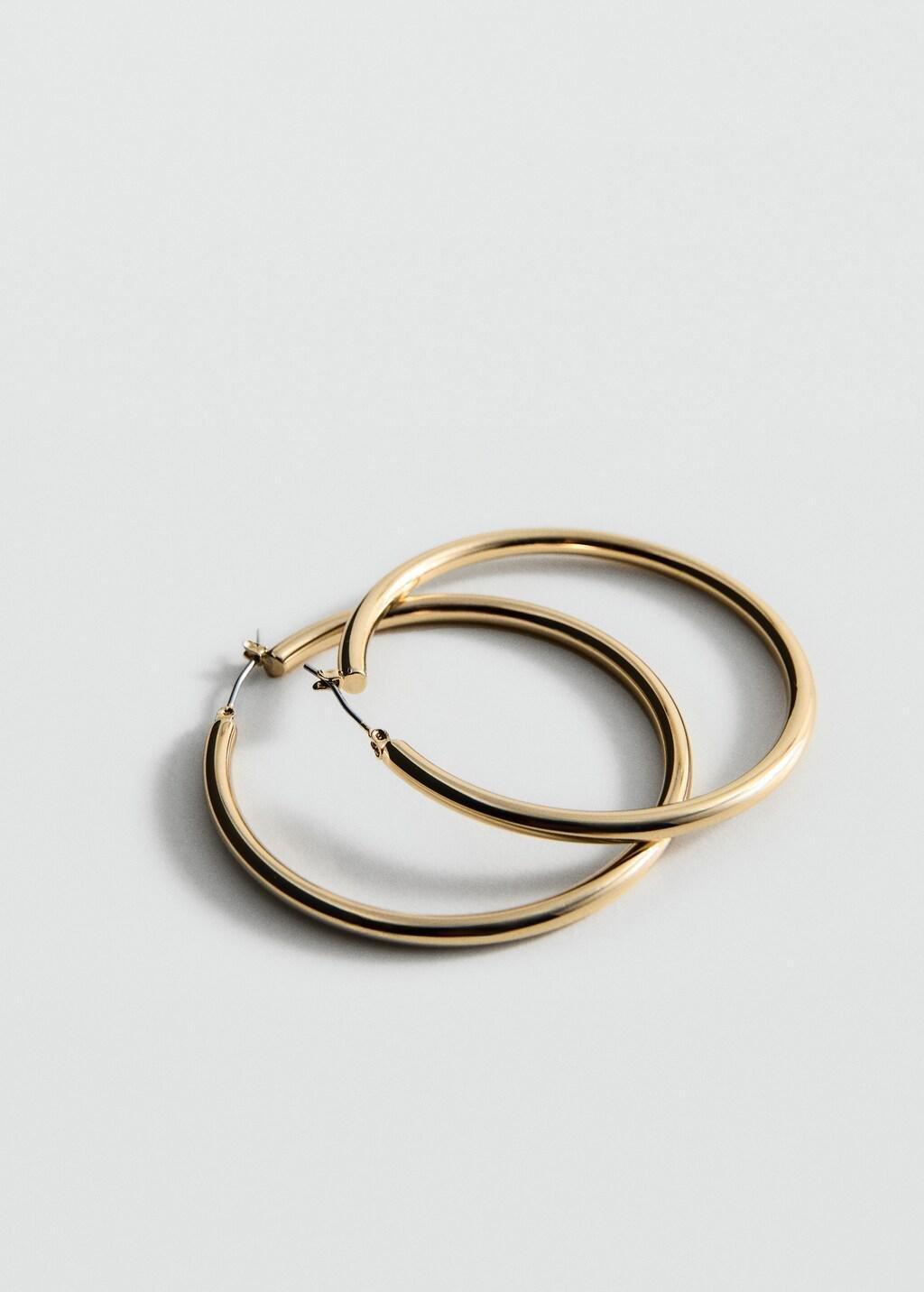 Gold Metallic Hoop Earrings, Gold, medium