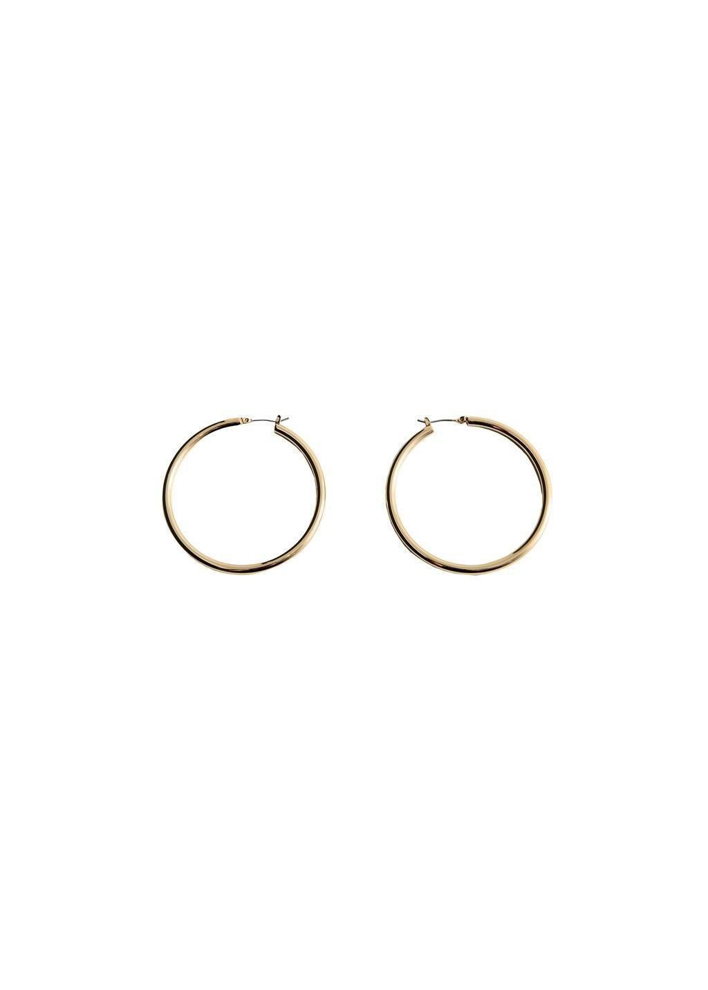 Gold Metallic Hoop Earrings, Gold, large image number 1