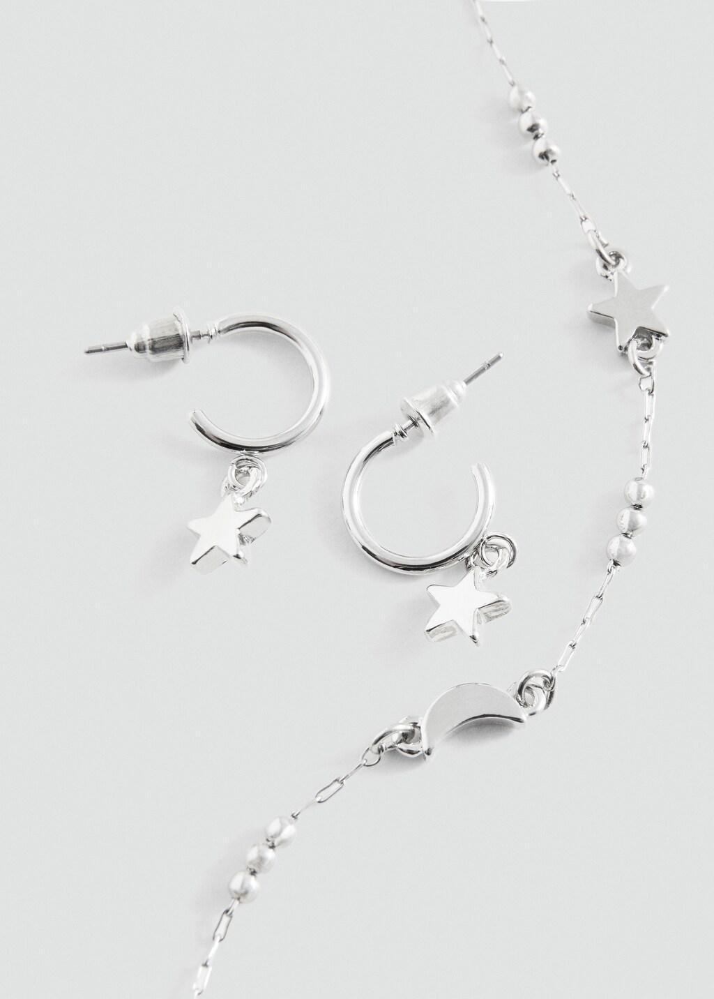 Silver Star Choker And Earrings ,Set Of 2, Kids Girls, Silver, large image number 0