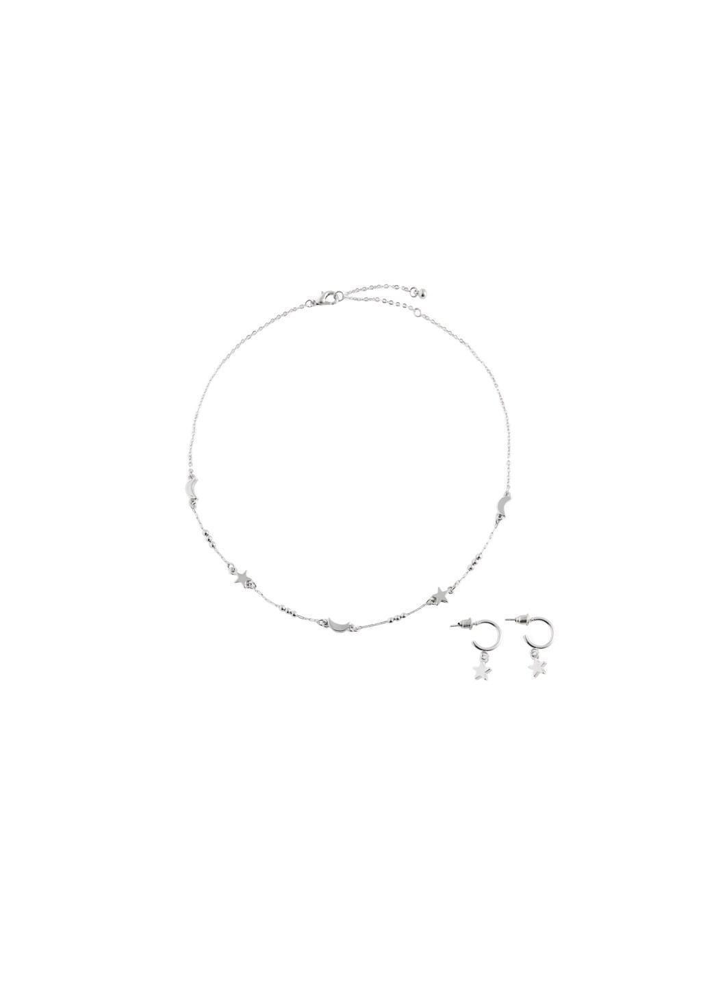 Silver Star Choker And Earrings ,Set Of 2, Kids Girls, Silver, large image number 1
