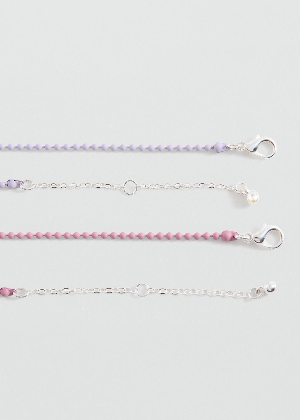 Pink Combined Necklace ,Set Of 2 , Kids Girls, Pink, large image number 1