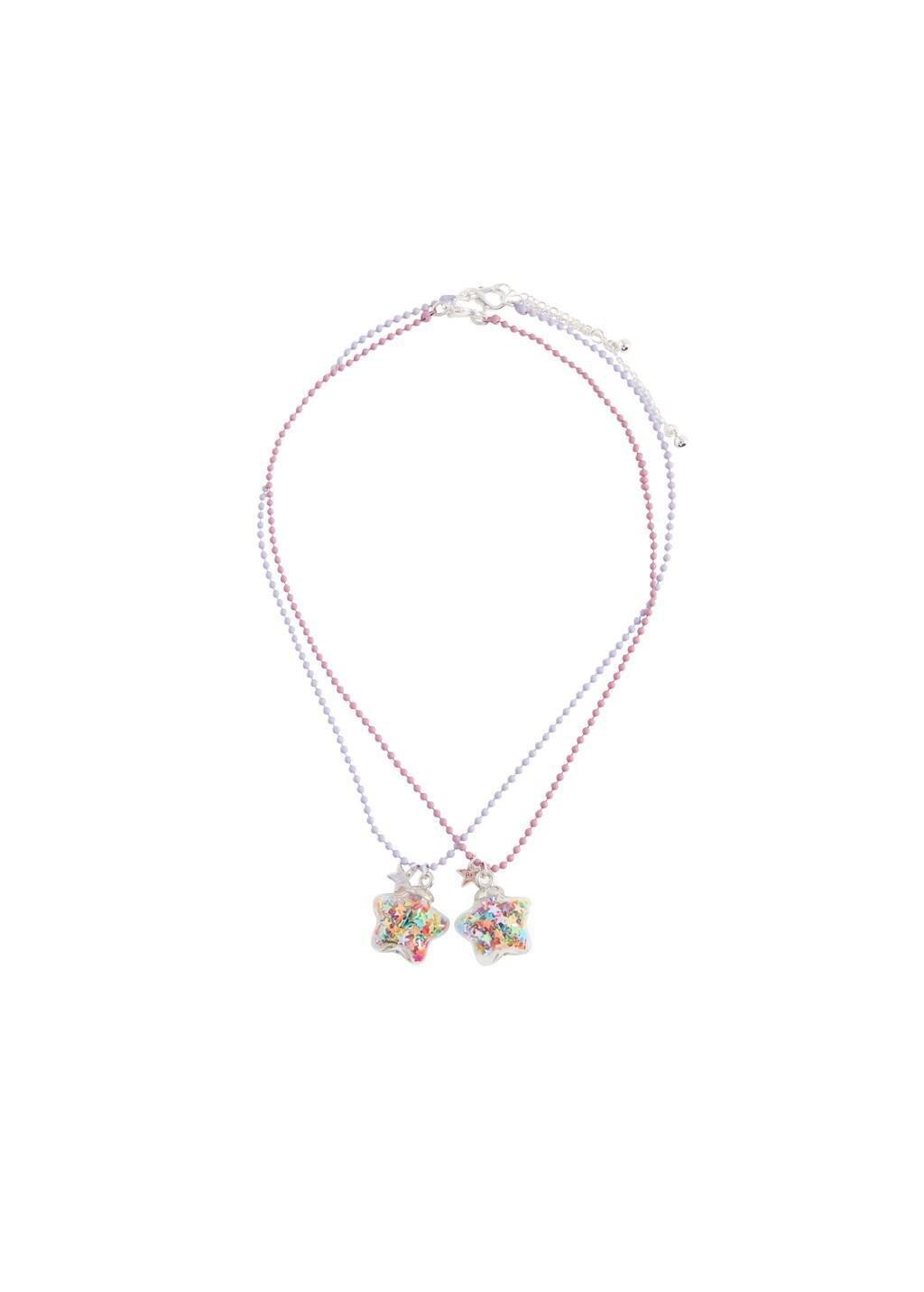Pink Combined Necklace ,Set Of 2 , Kids Girls, Pink, medium