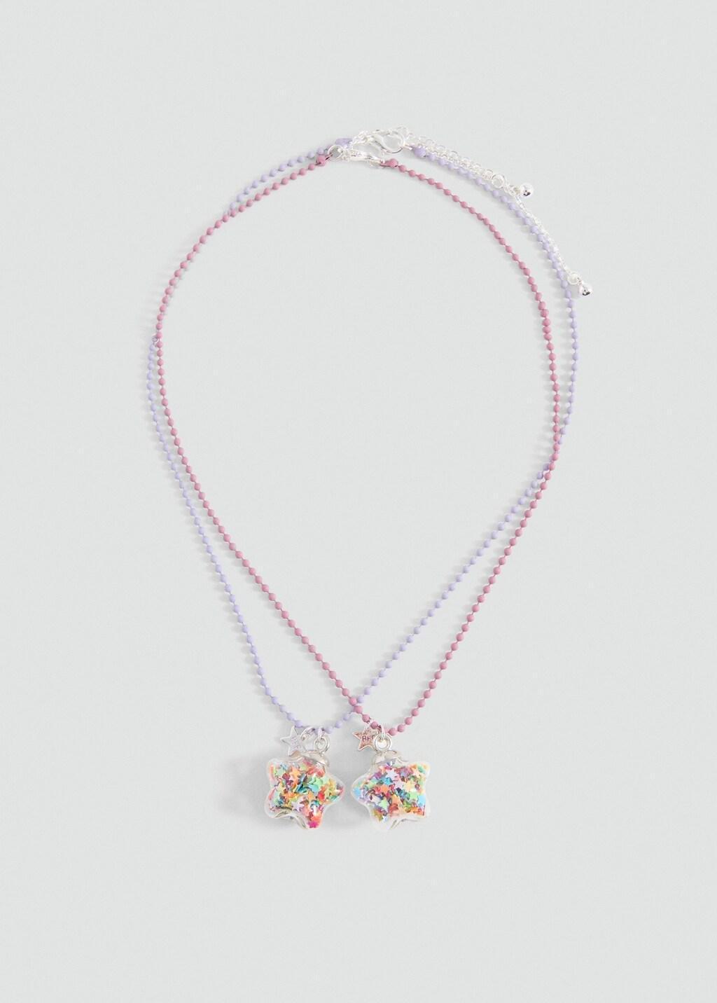 Pink Combined Necklace ,Set Of 2 , Kids Girls, Pink, large image number 3