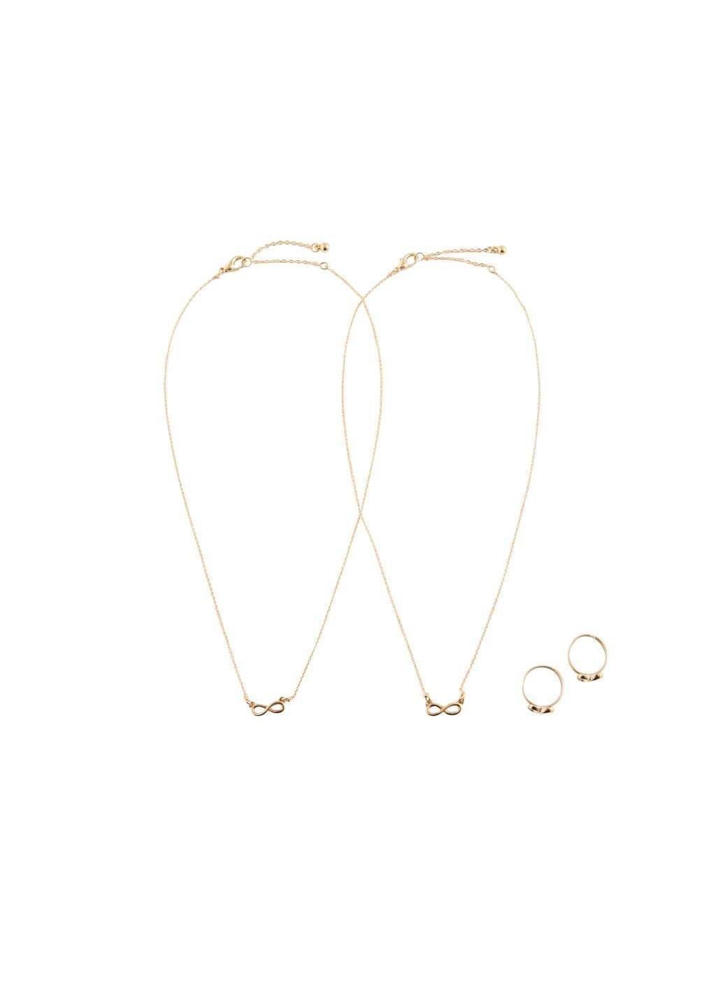 Gold Infinity Ring And Collar , Set Of 4 , Kids Girls, Gold, medium