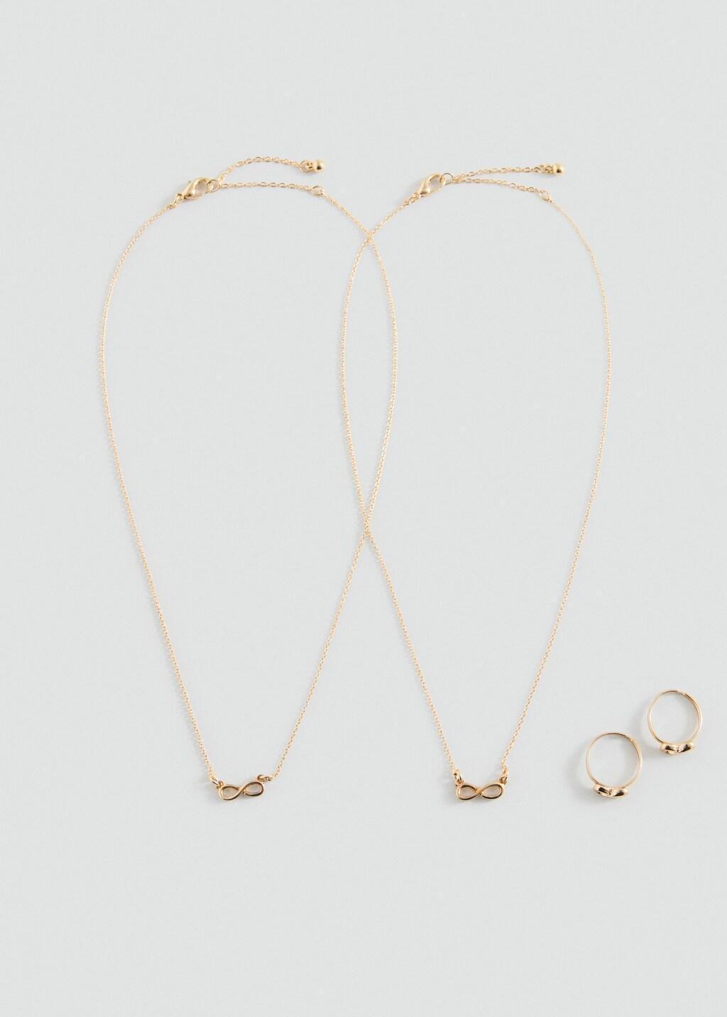 Gold Infinity Ring And Collar , Set Of 4 , Kids Girls, Gold, medium