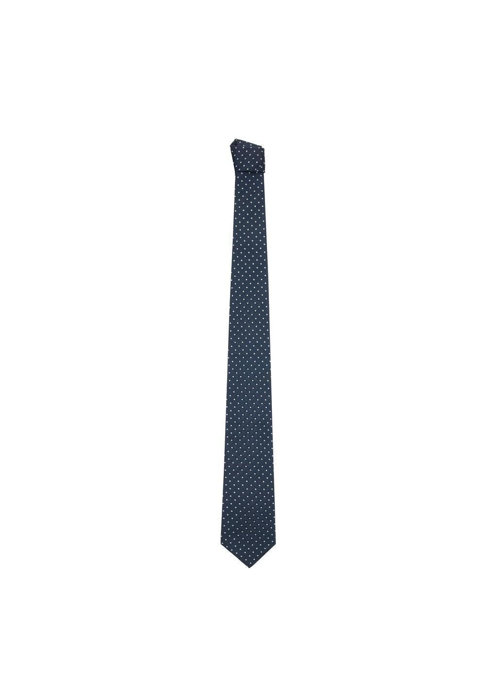 Blue Polka-Dot Silk Tie, Navy, medium