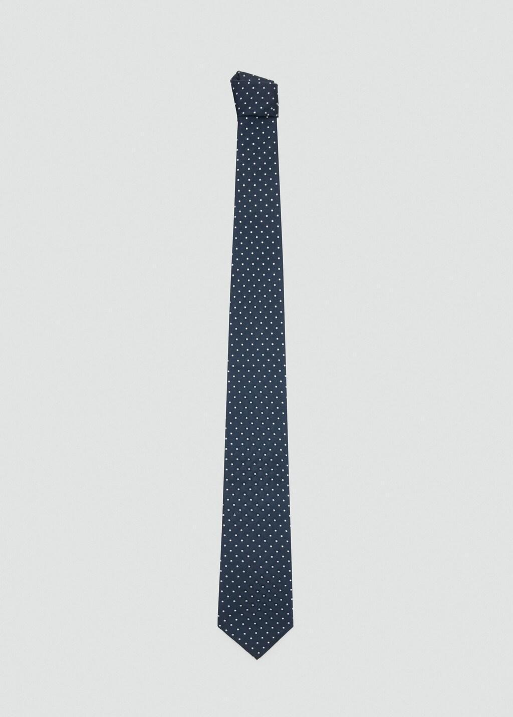 Blue Polka-Dot Silk Tie, Navy, large image number 2