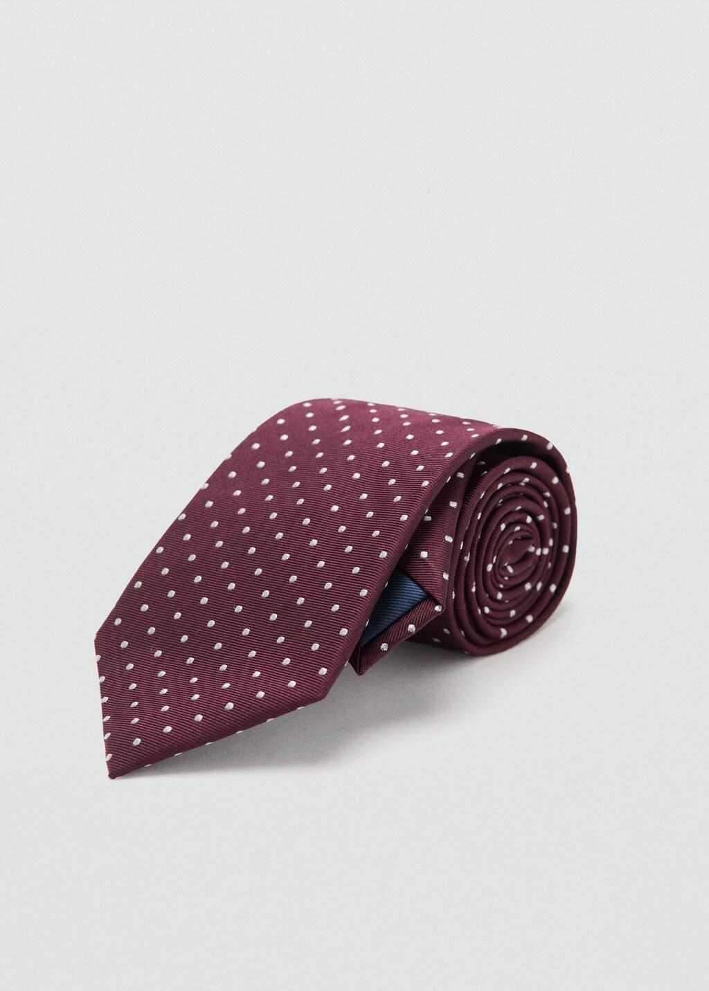 Red Polka-Dot Silk Tie, Dark Red, medium