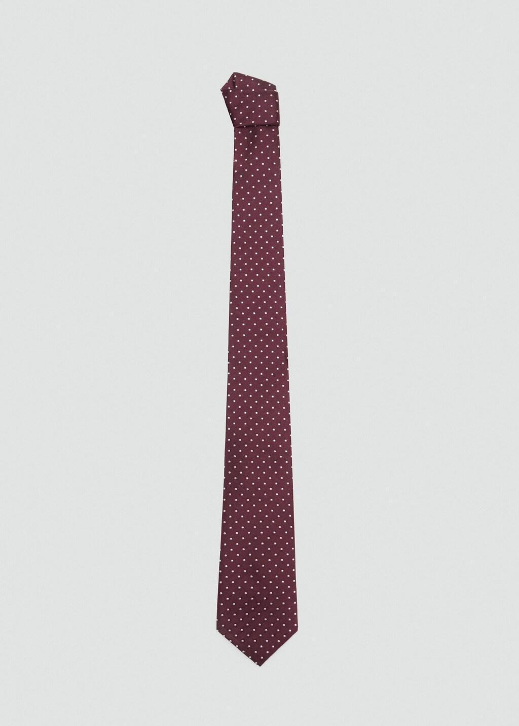 Red Polka-Dot Silk Tie, Dark Red, large image number 2