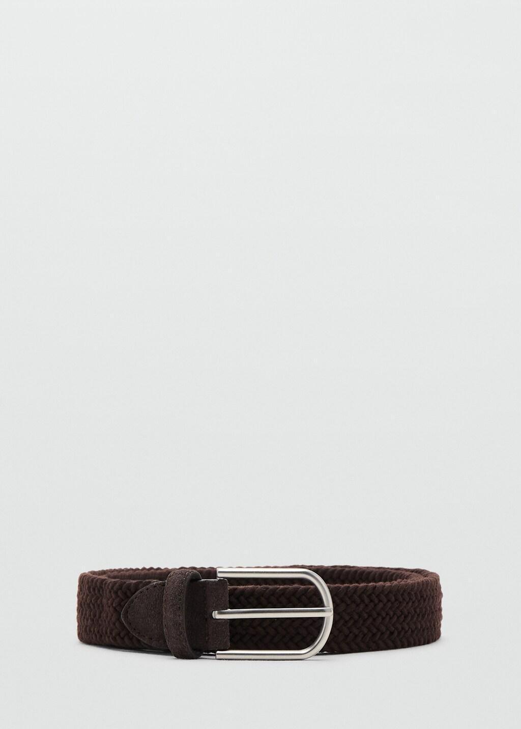 Brown Braided Elastic Belt, Brown, large image number 3