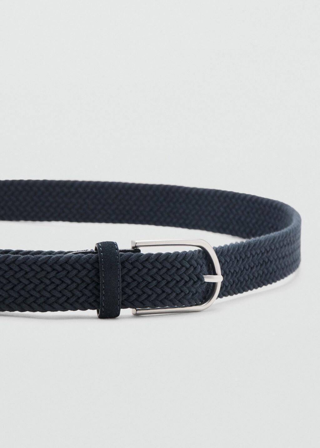 Blue Braided Elastic Belt, Navy, large image number 0