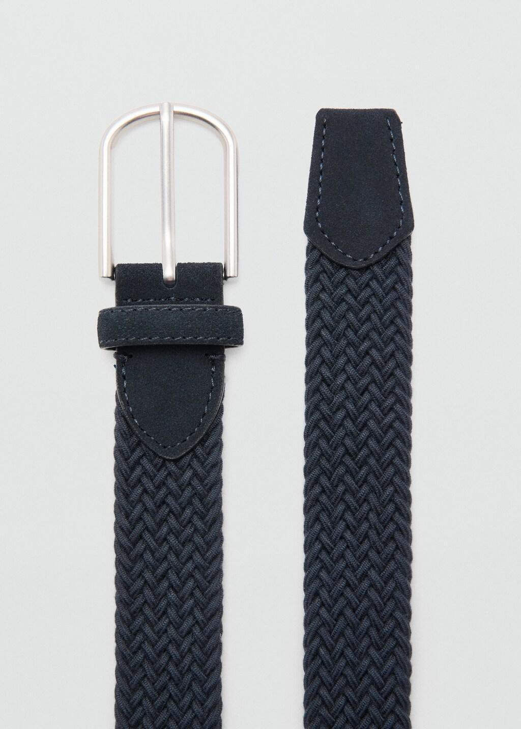 Blue Braided Elastic Belt, Navy, large image number 1