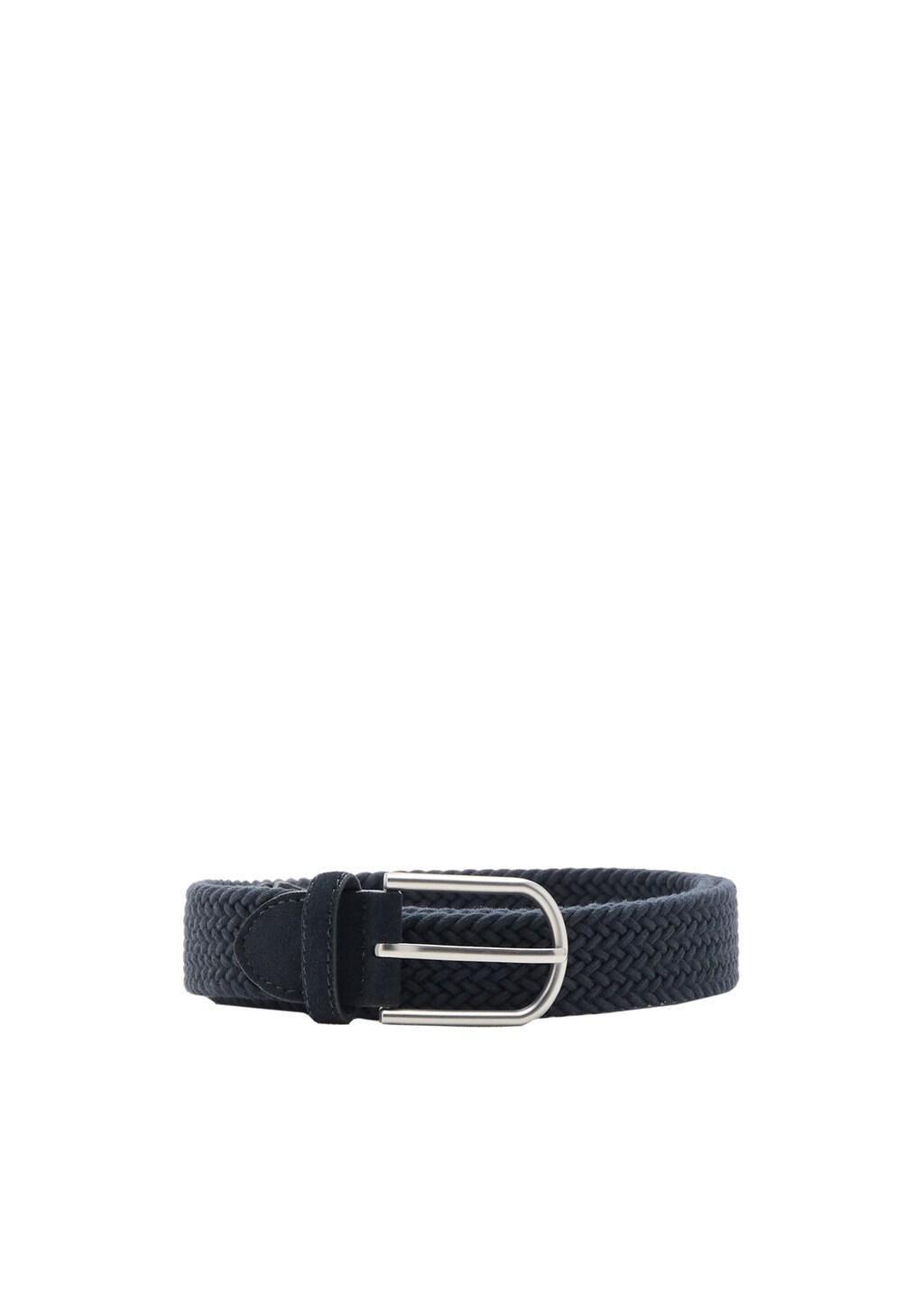 Blue Braided Elastic Belt, Navy, large image number 2