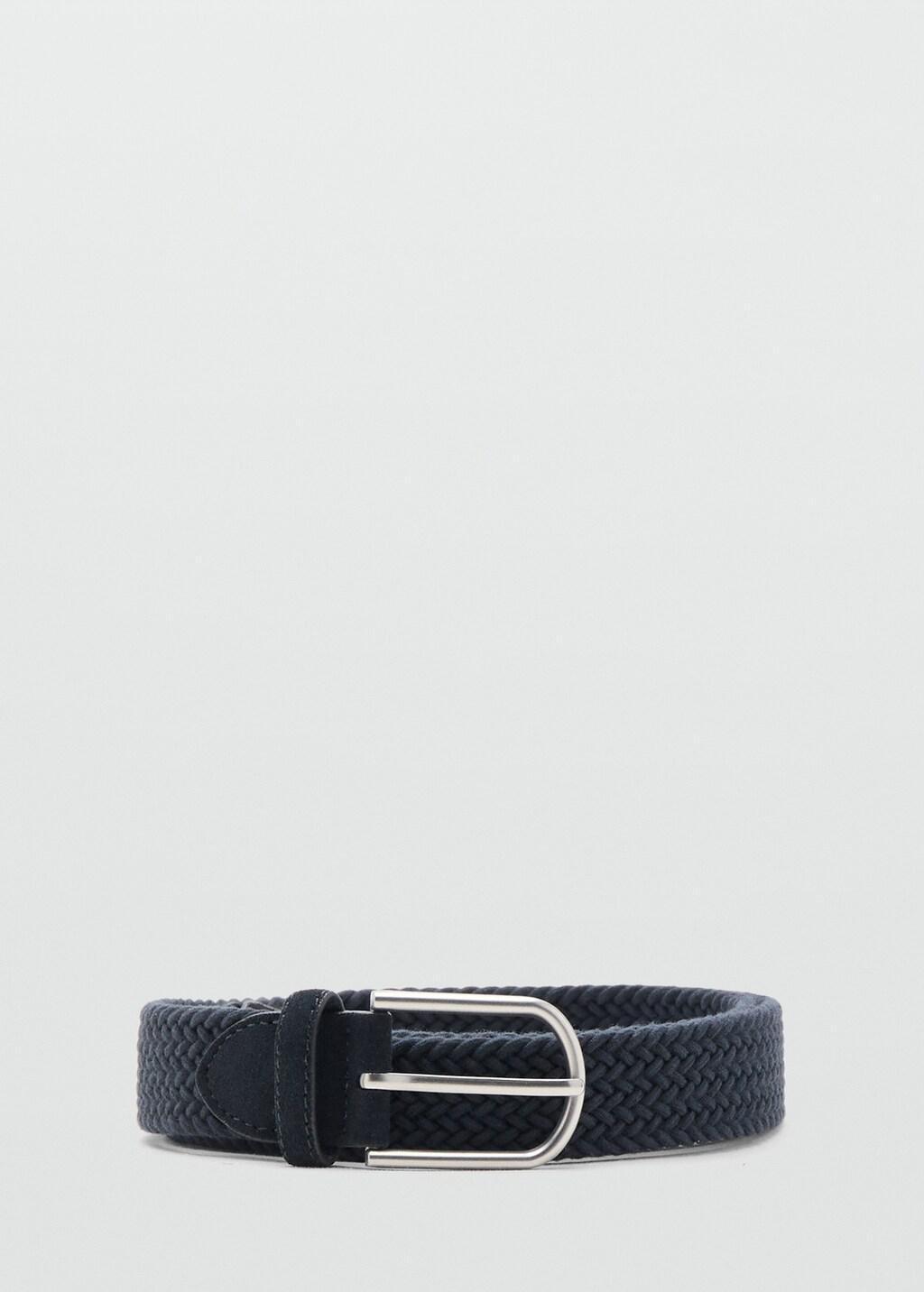 Blue Braided Elastic Belt, Navy, large image number 3