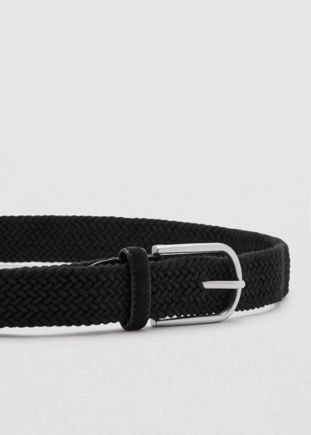 Black Braided Elastic Belt, Black, large image number 0