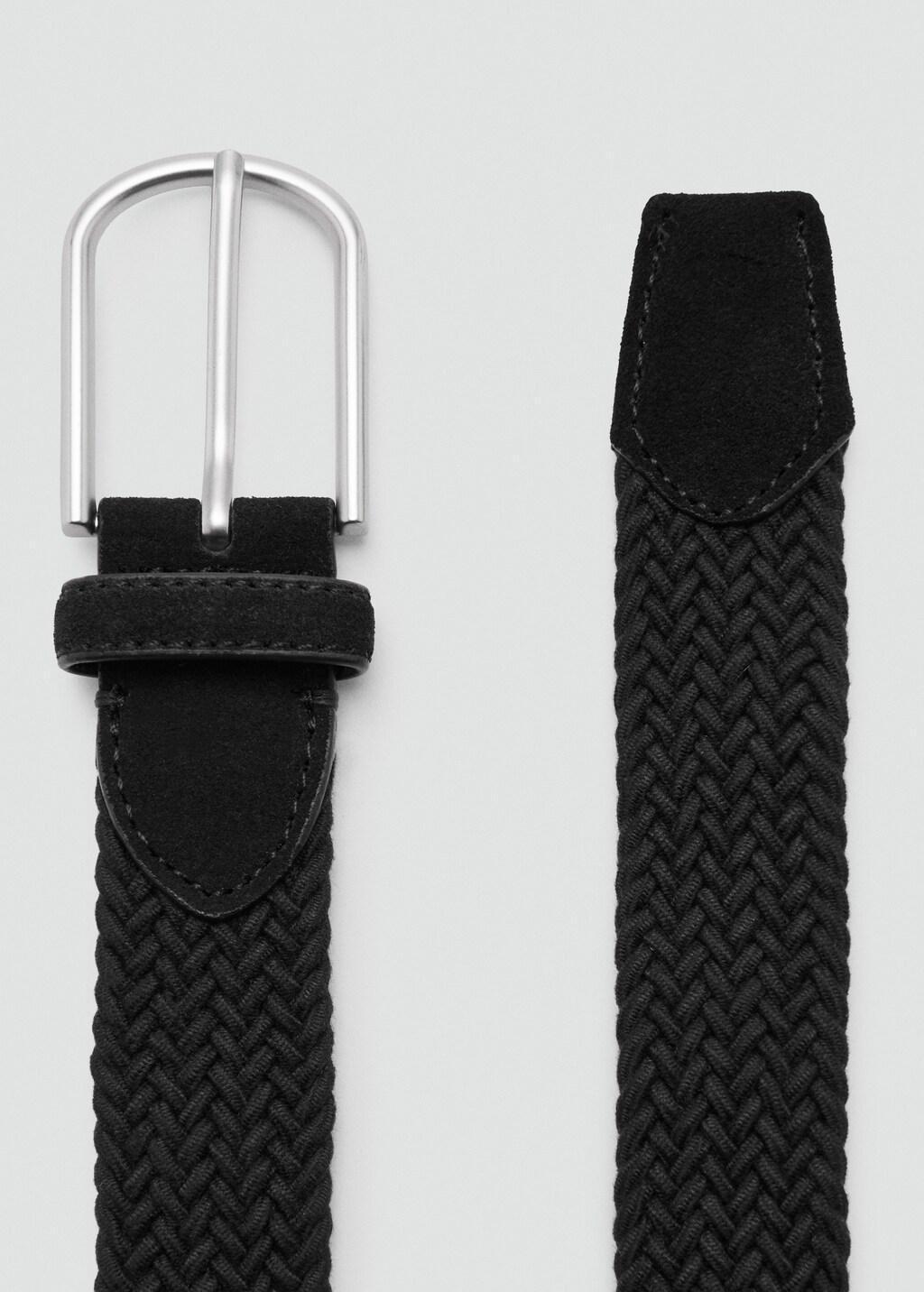 Black Braided Elastic Belt, Black, large image number 1
