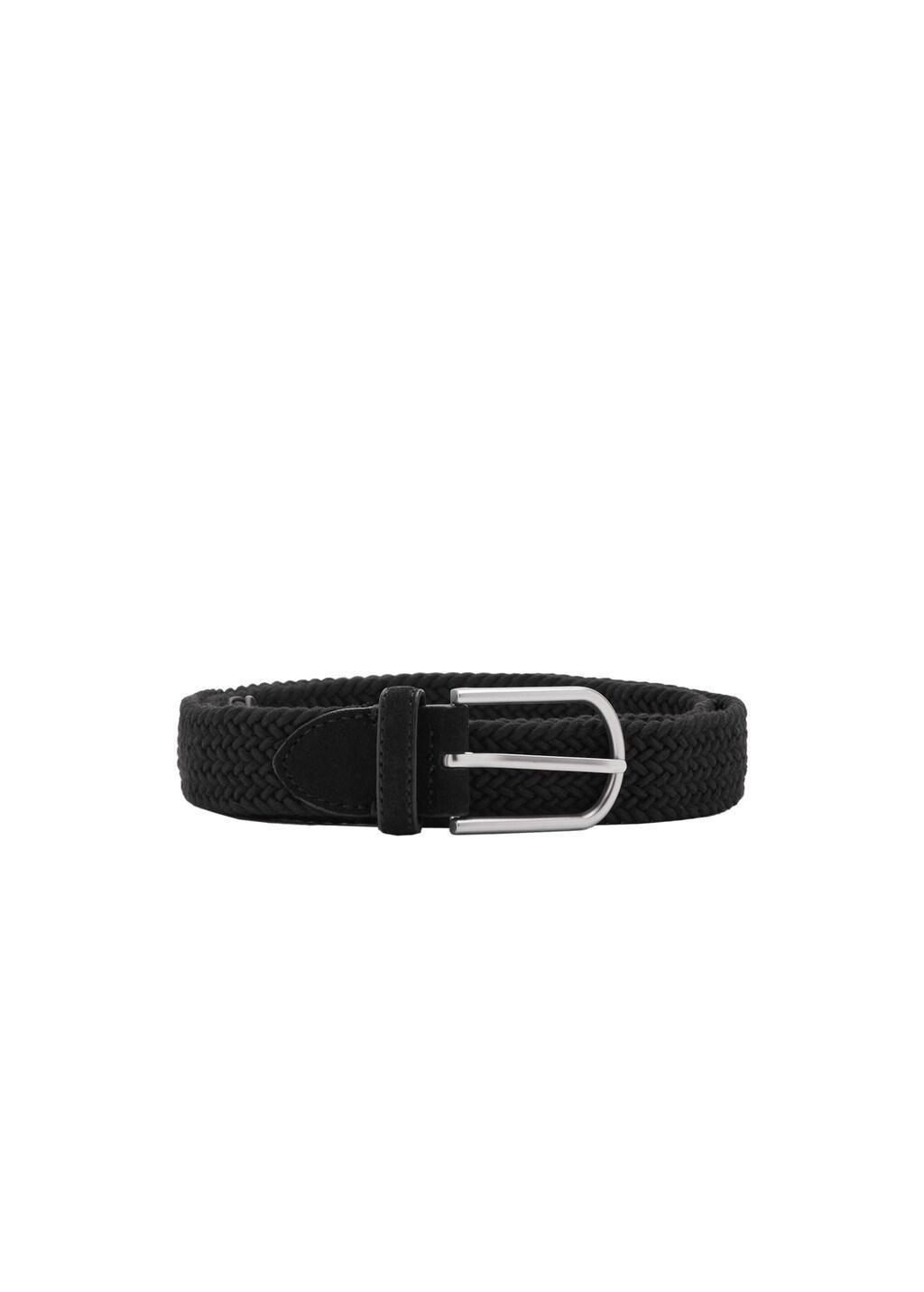 Black Braided Elastic Belt, Black, large image number 2