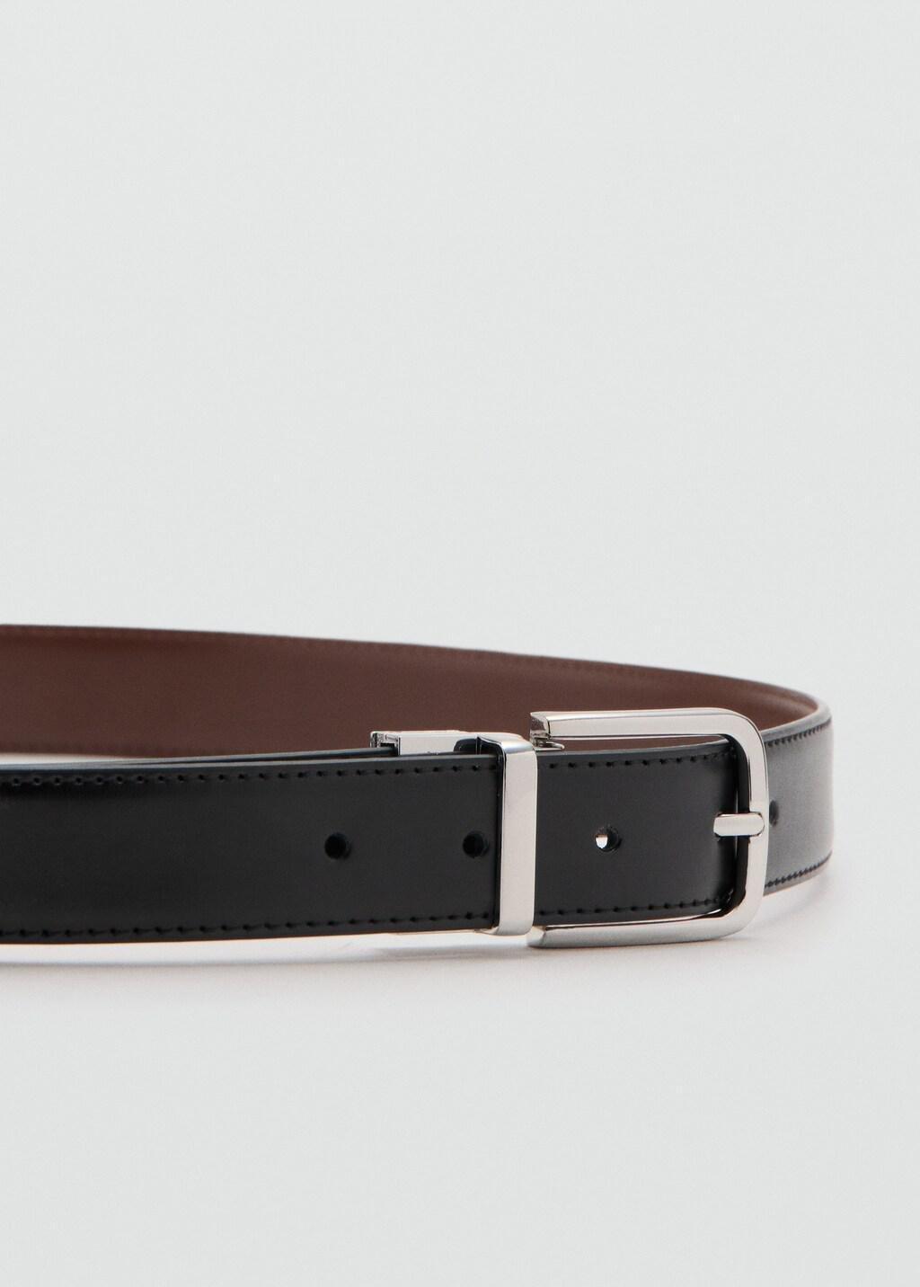 Black Reversible Suit Leather Belt, Black, large image number 0