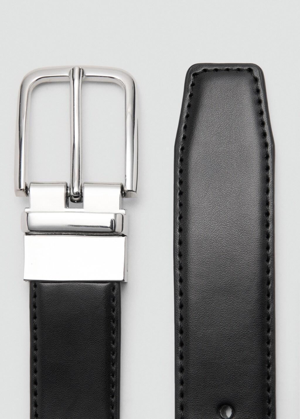 Black Reversible Suit Leather Belt, Black, large image number 1