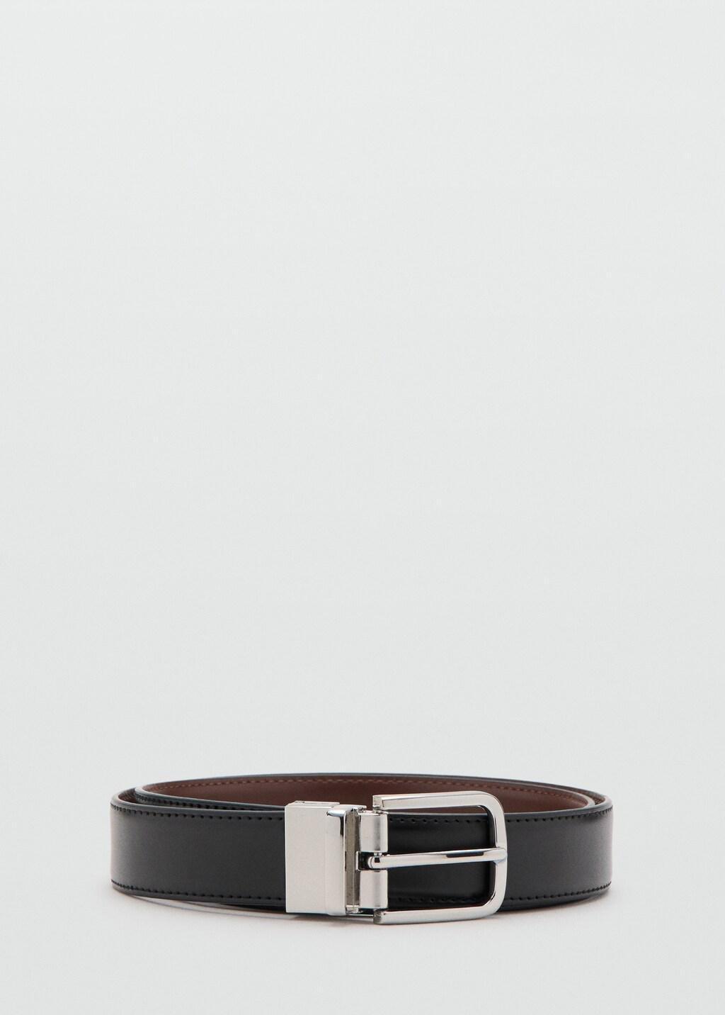 Black Reversible Suit Leather Belt, Black, large image number 3