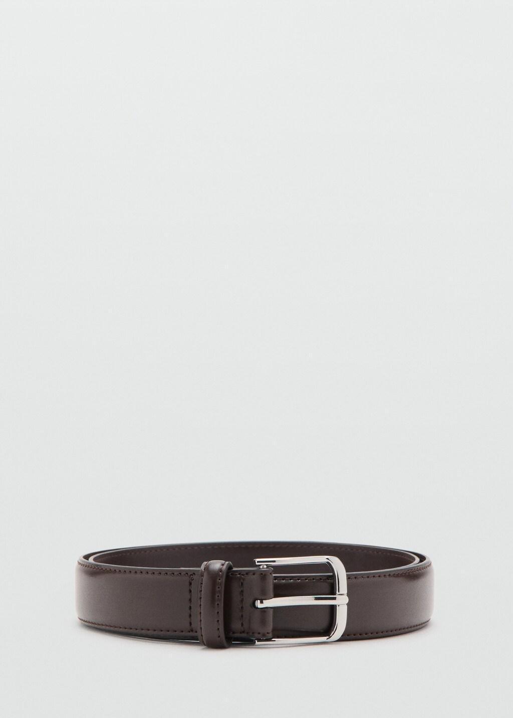 Brown Buckle Leather Belt, Brown, large image number 3