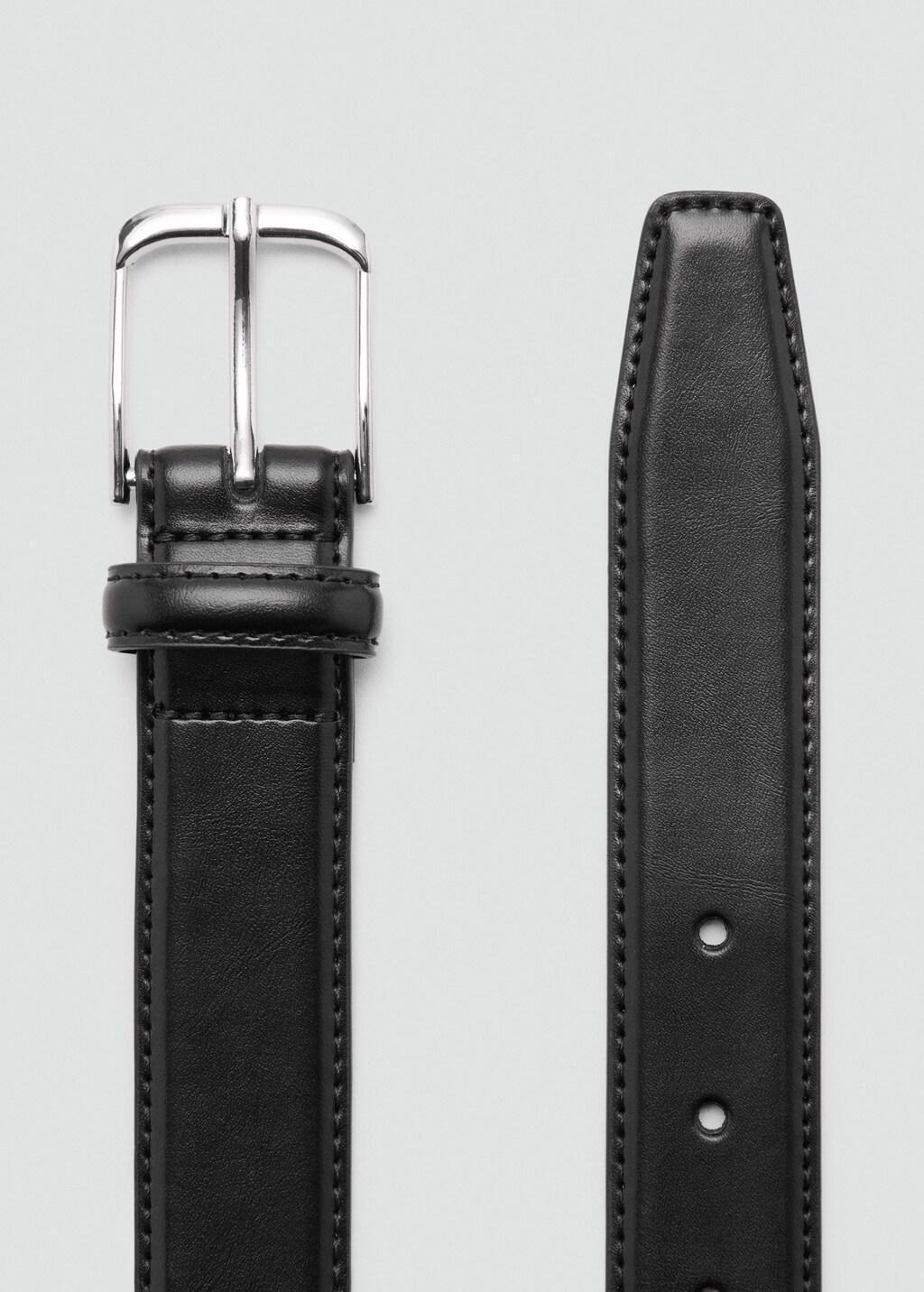 Black Buckle Leather Belt, Black, large image number 1