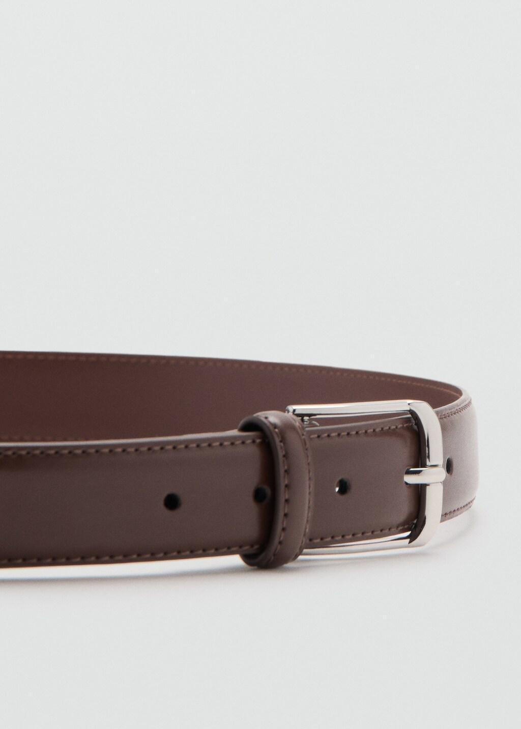 Brown Buckle Leather Belt, Medium Brown, medium