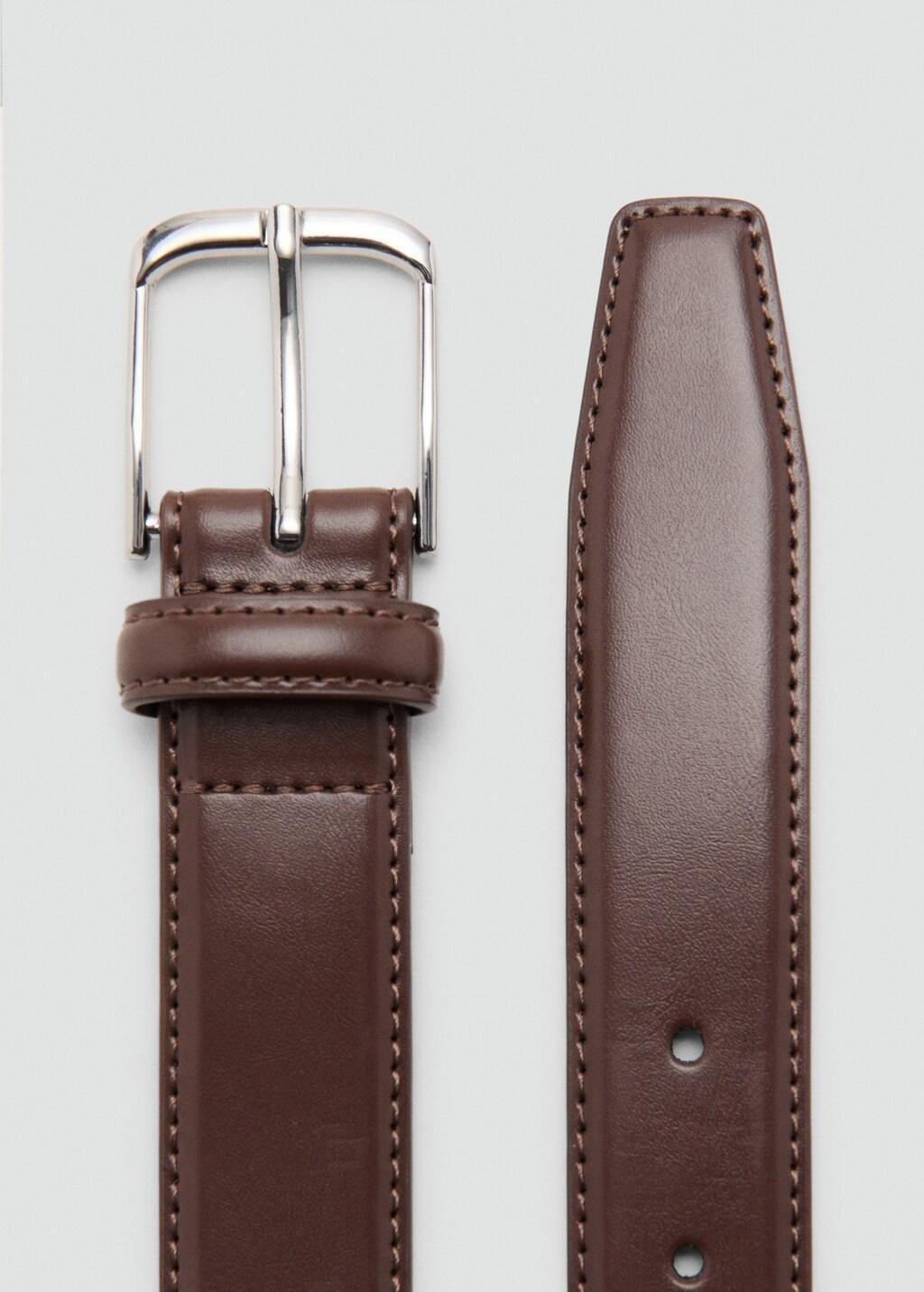 Brown Buckle Leather Belt, Medium Brown, medium