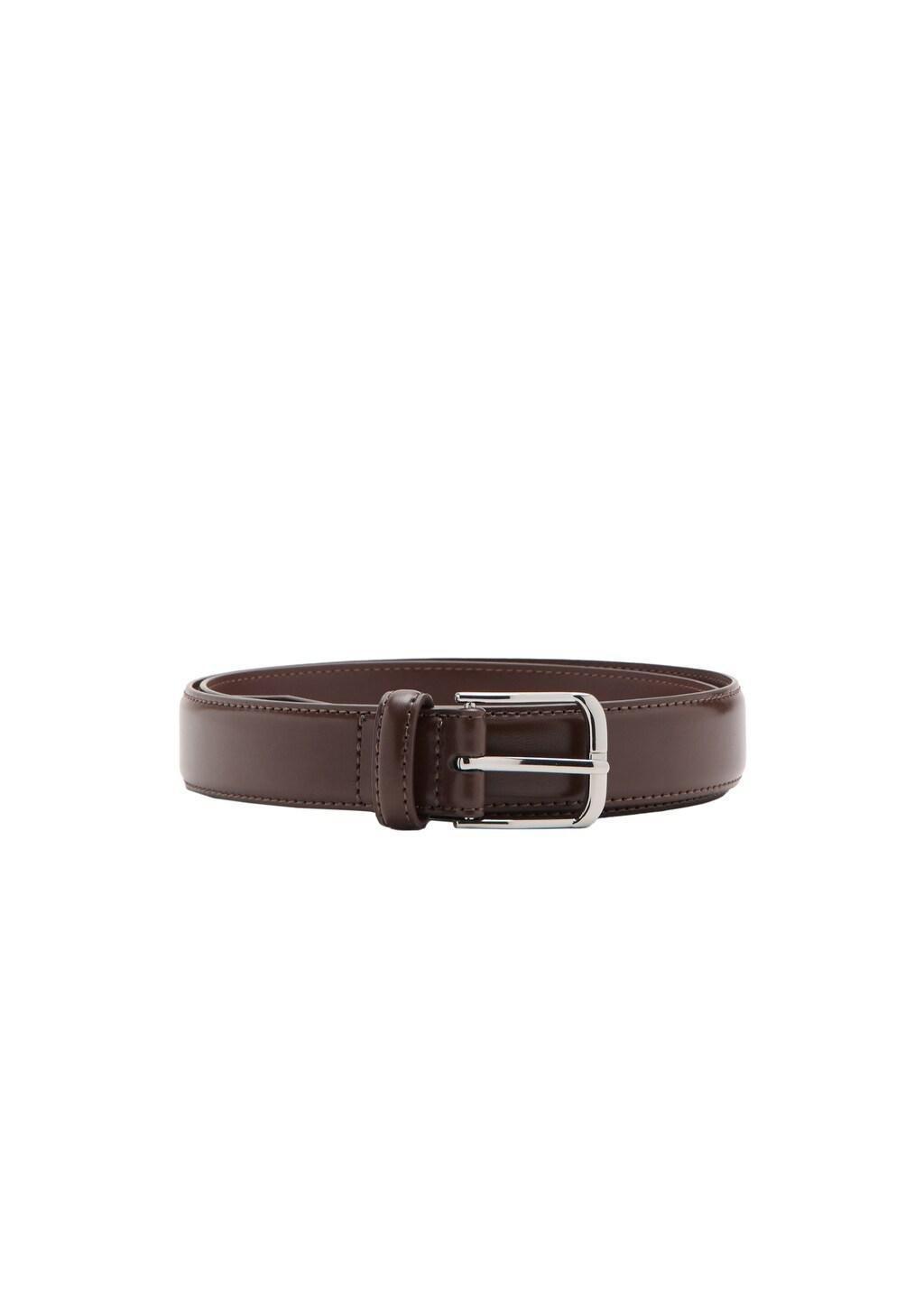 Brown Buckle Leather Belt, Medium Brown, medium