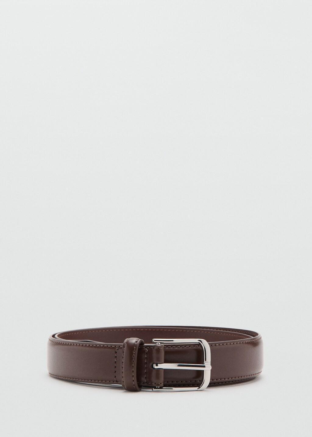 Brown Buckle Leather Belt, Medium Brown, large image number 3