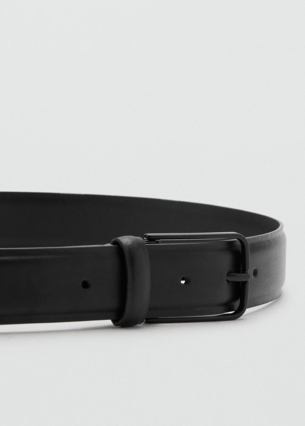 Black Bovine Leather Belt, Black, large image number 0