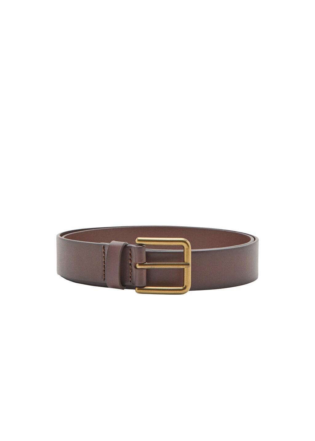 MEDIUM BROWN Square buckle belt, Medium Brown, medium