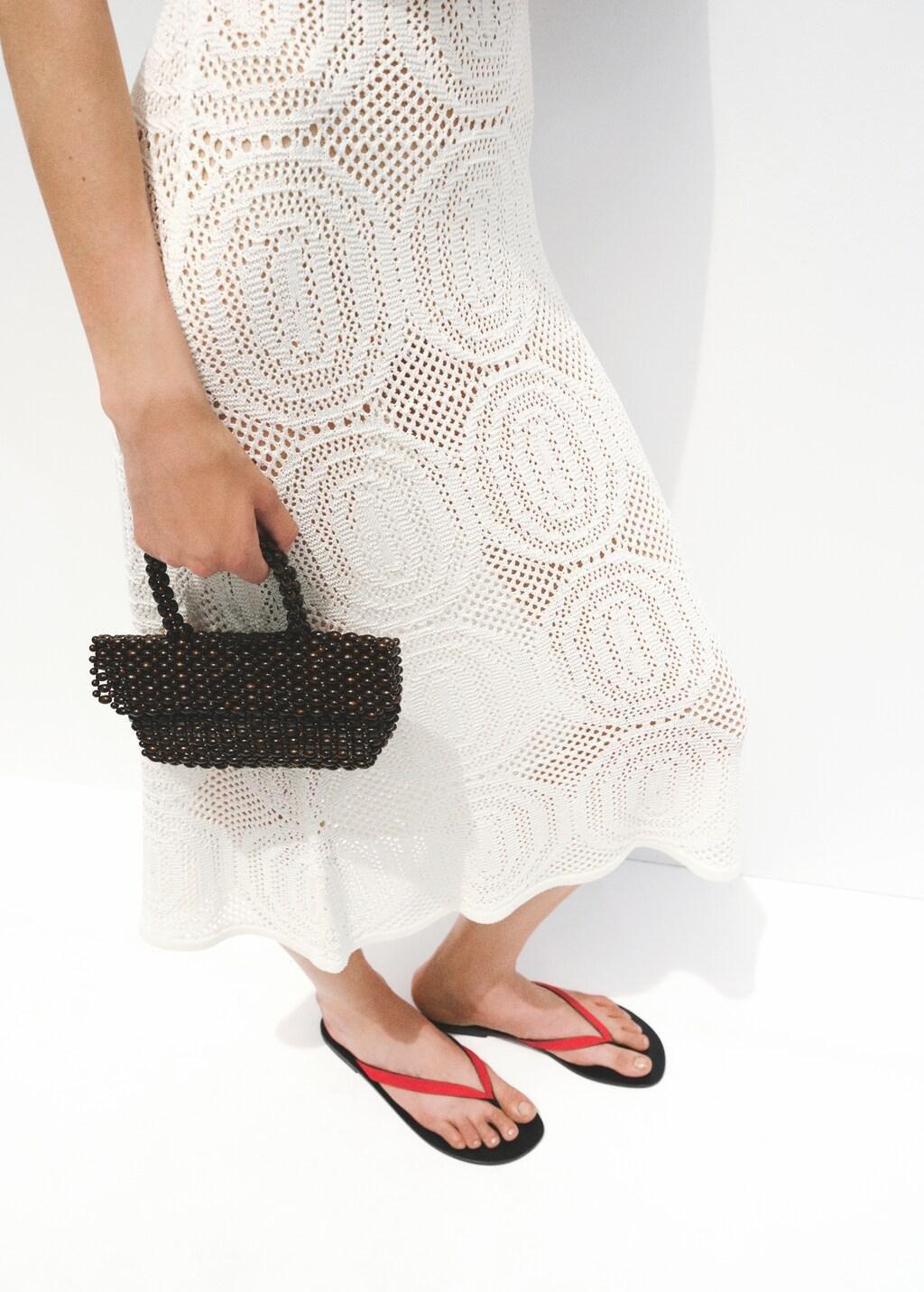 White Crochet Long Dress, White, large image number 4