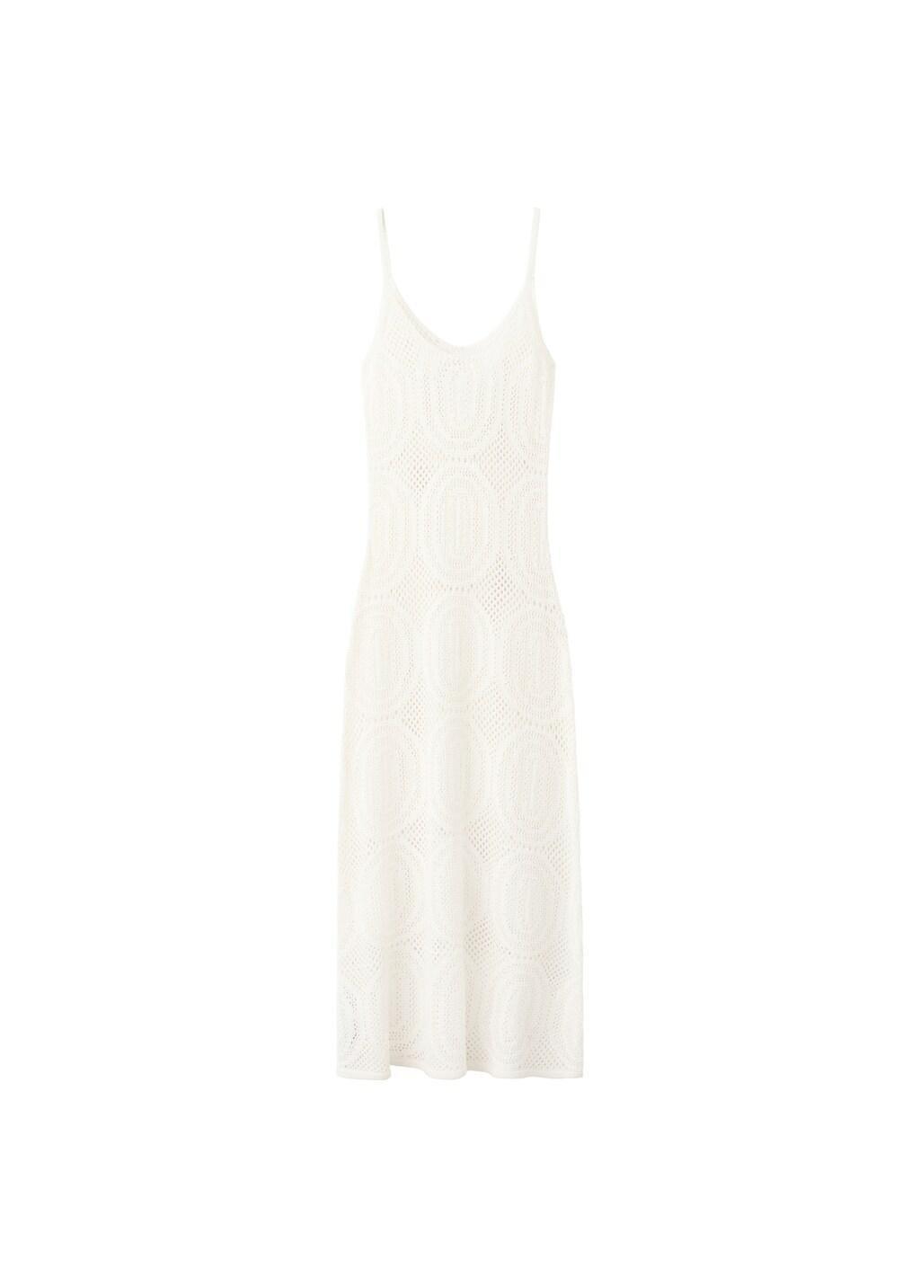 White Crochet Long Dress, White, large image number 6