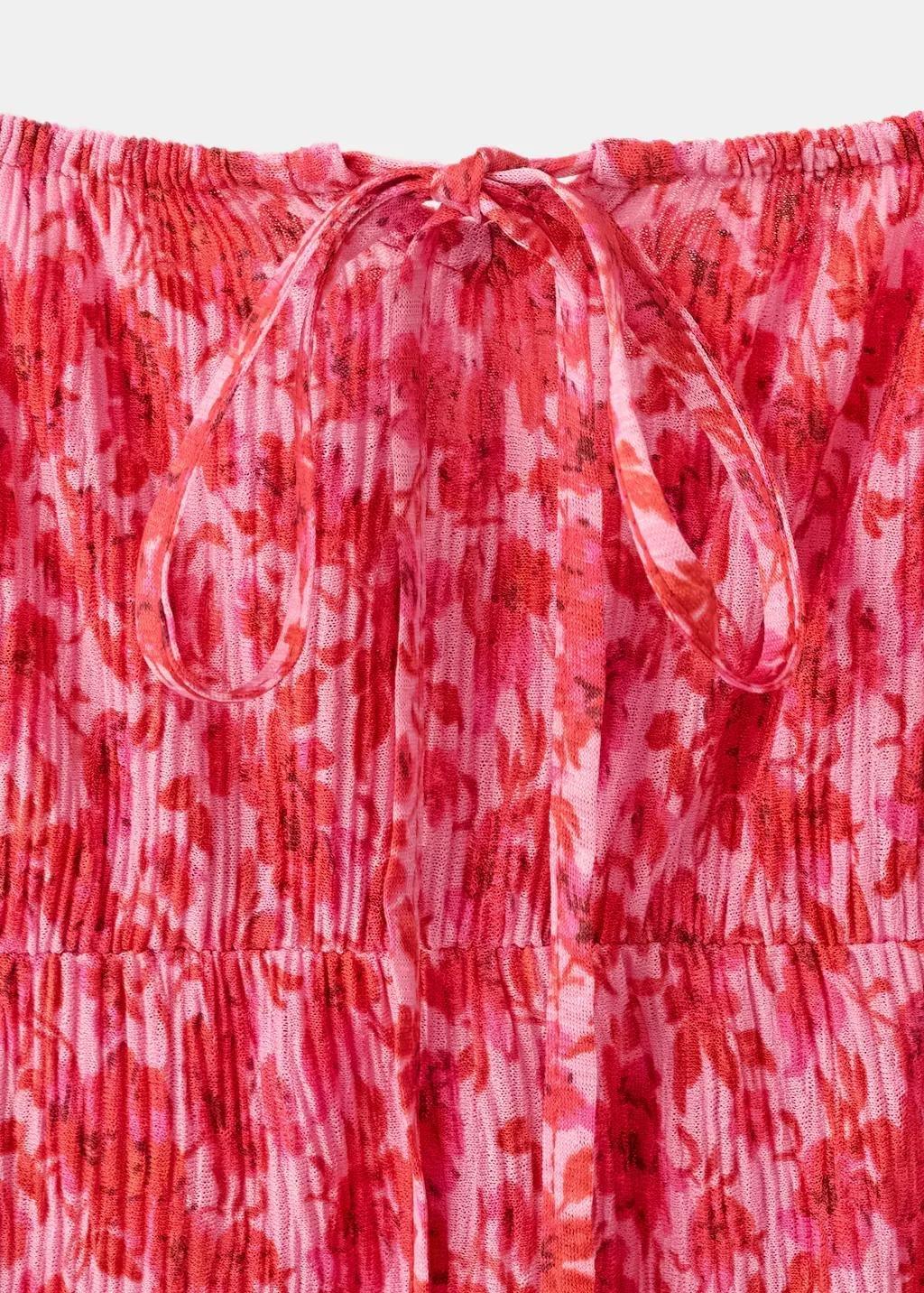 Pink Floral-Print Pleated Dress, Pink, large image number 1