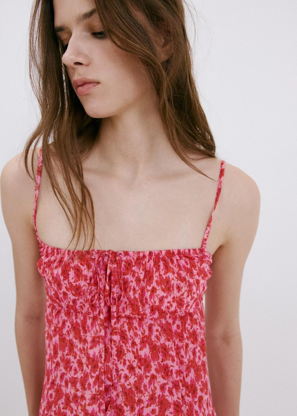 Pink Floral-Print Pleated Dress, Pink, large image number 4