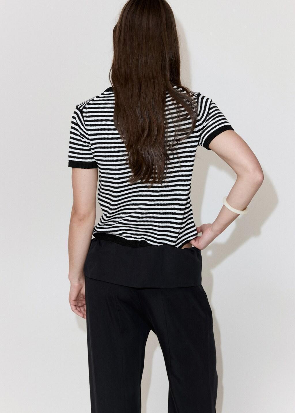 Black Cotton Mix Knit Sweater, Black, large image number 2