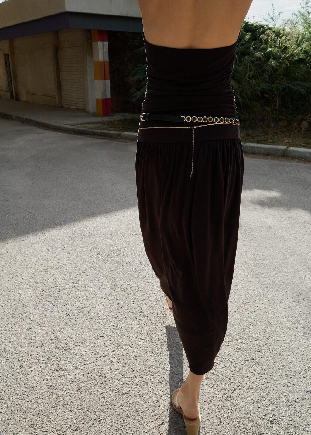 Brown Draped Halter Dress, Brown, large image number 2