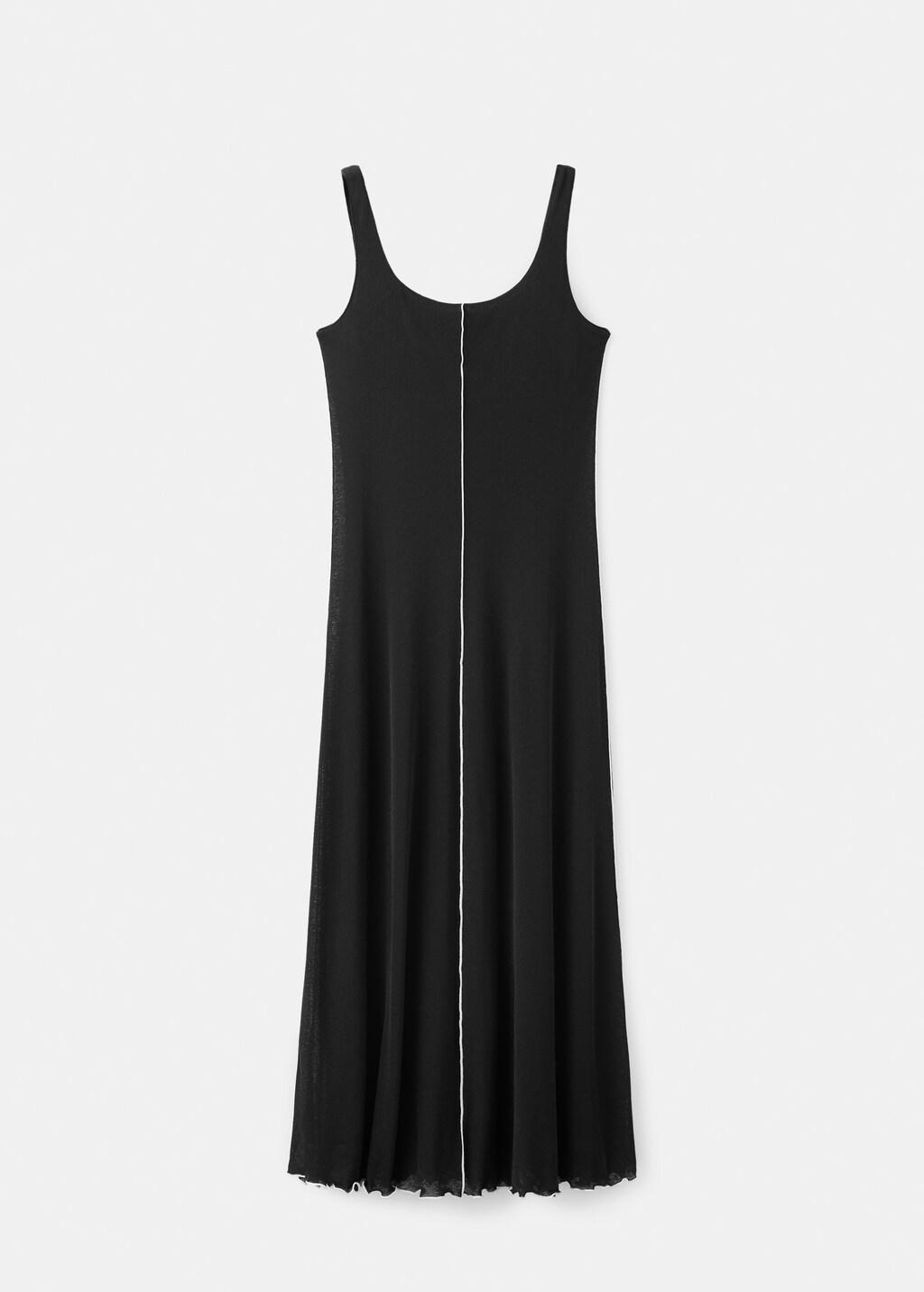Black Knit Dress With Contrasting Seam Detail, Black, large image number 6