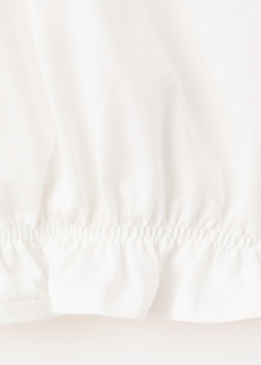 White Cotton Ruched Hem T-Shirt, Kids Girls, Natural White, large image number 3