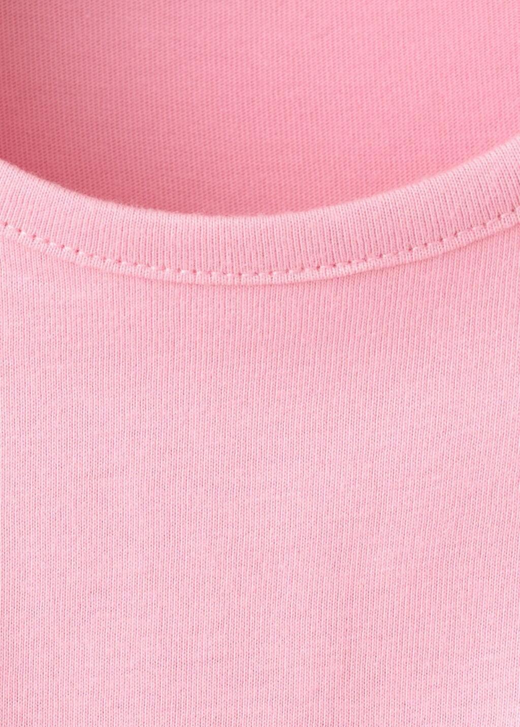 Pink Cotton Ruched Hem T-Shirt, Kids Girls, Pink, large image number 0