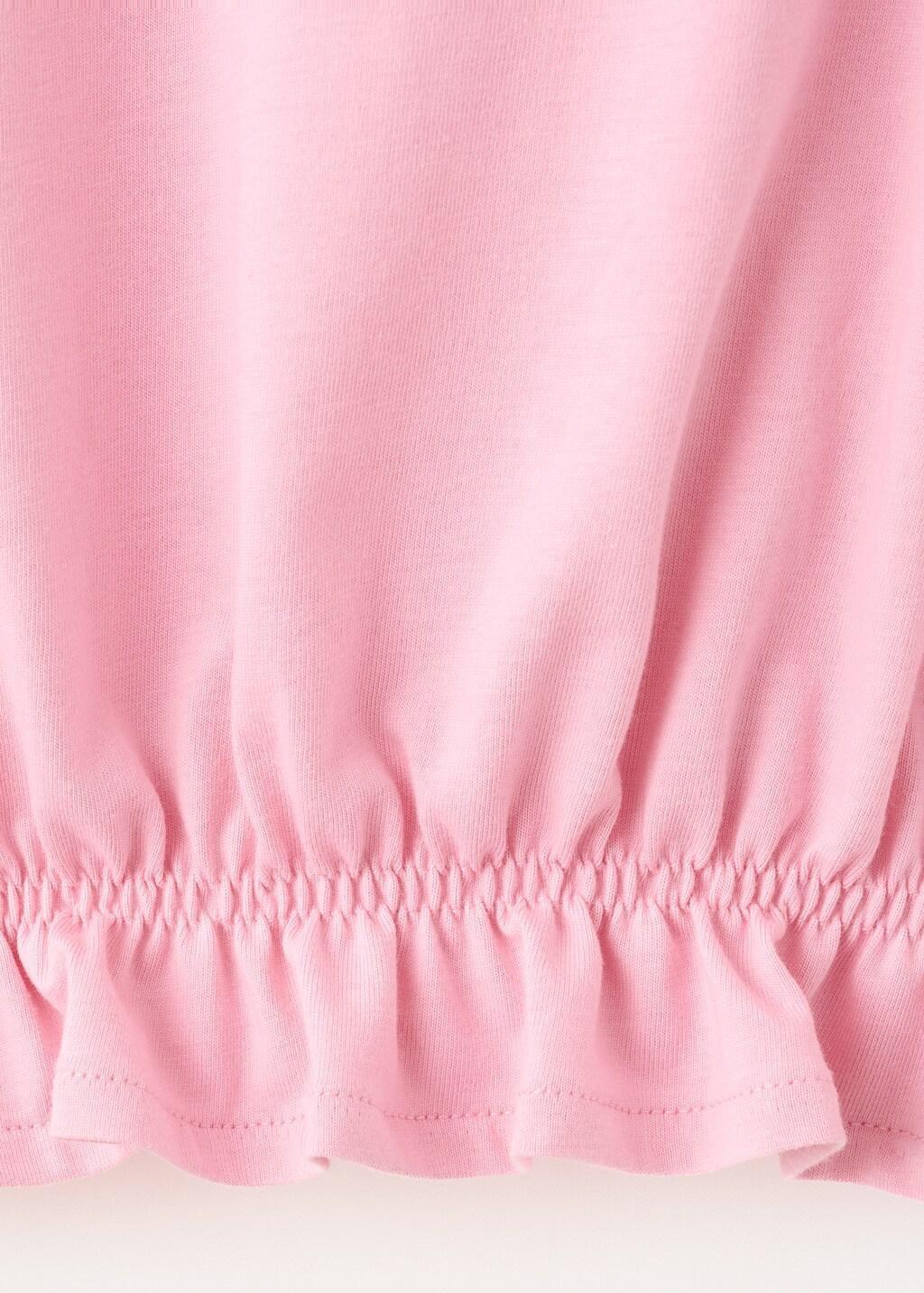 Pink Cotton Ruched Hem T-Shirt, Kids Girls, Pink, large image number 2