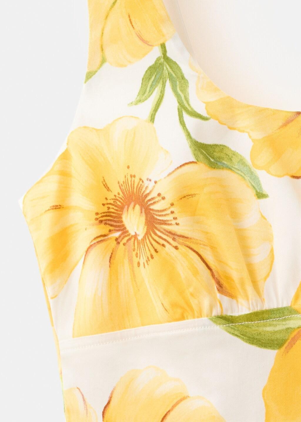 YELLOW Floral-print dress with gathered waist, Yellow, large image number 1