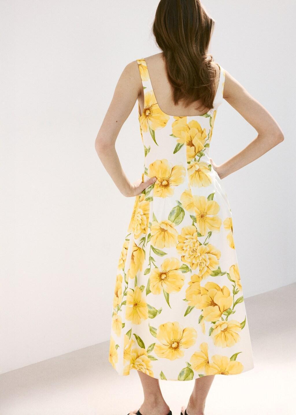 YELLOW Floral-print dress with gathered waist, Yellow, large image number 2