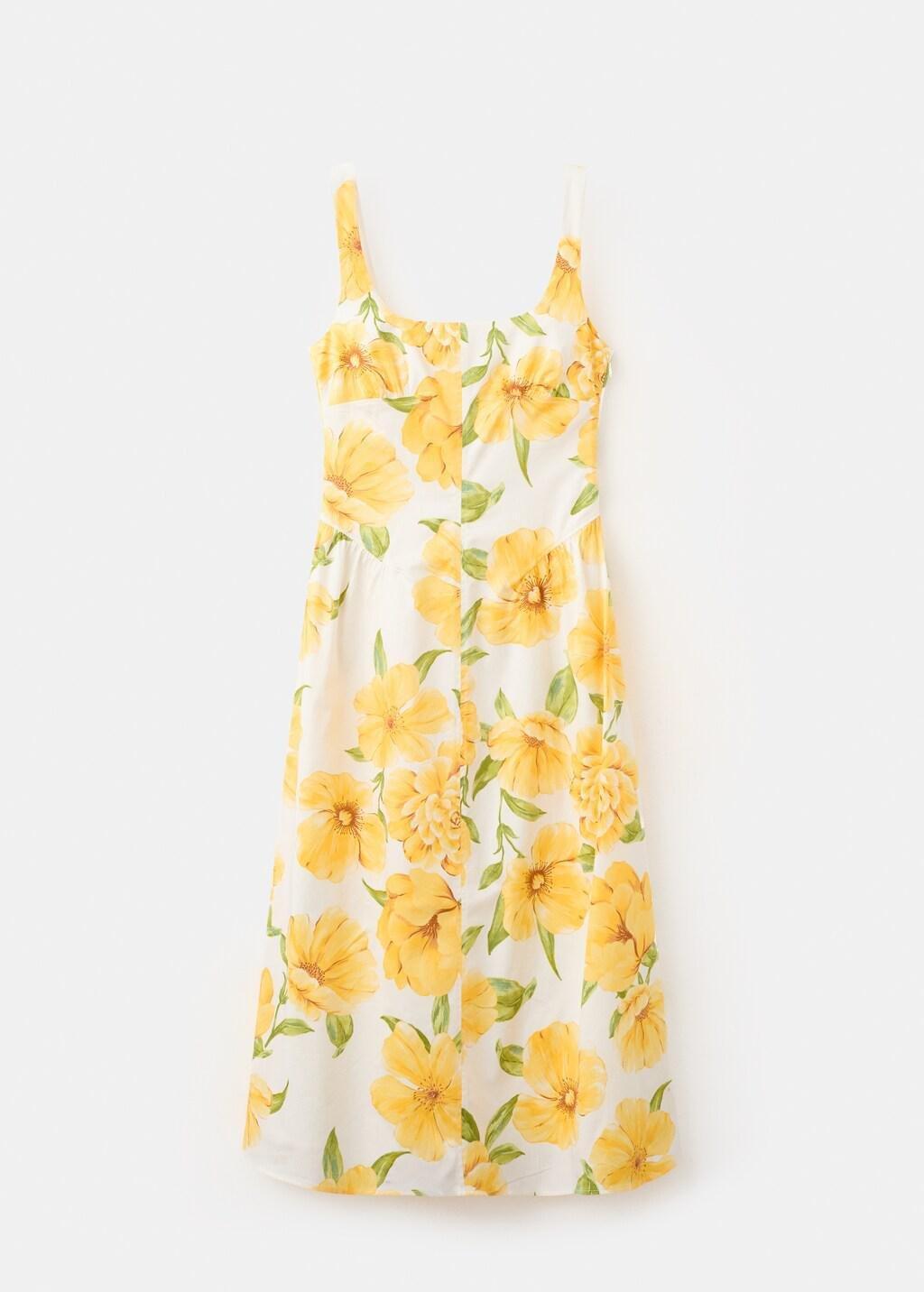 YELLOW Floral-print dress with gathered waist, Yellow, large image number 7